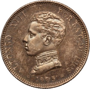 Spain 2 Pesetas 1905 SMV Silver