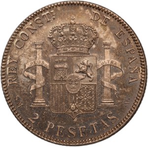 Spain 2 Pesetas 1905 SMV Silver