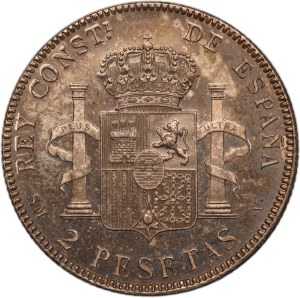 Spain 2 Pesetas 1905 SMV Silver