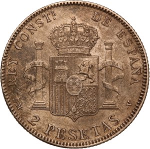 Spain 2 Pesetas 1905 SMV Silver