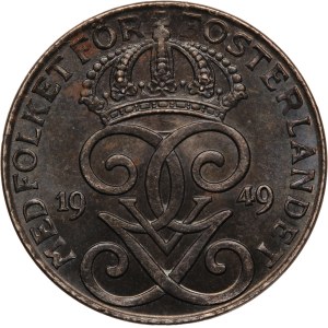 Sweden 2 Ore 1949 Long 9 Tail