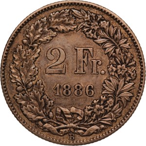 Switzerland 2 Francs 1886 B Silver