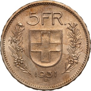 Switzerland 5 Francs 1931 B Silver