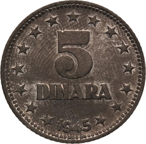Yugoslavia 5 Dinara 1945 Prooflike