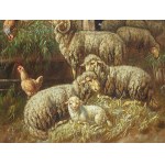 Unknown artist, Sheep in a stable