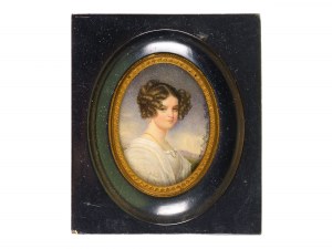 watercolor miniature, Portrait of a young girl