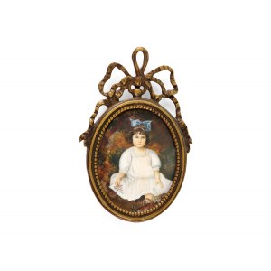 Portrait of a girl, watercolor miniature