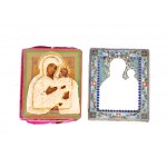 Small icon of the Madonna with silver oklad, cell enamel in the style of Pavel Ovchinnikov