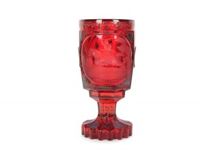 Goblet with a deeply carved depiction of a horseman, Bohemia 2nd half 19th century