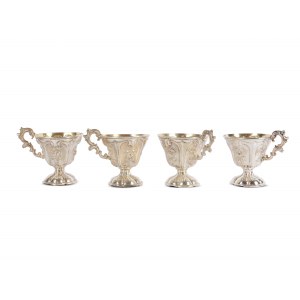 4 chocolate cups, Silver, marked Alt Wien and master's mark