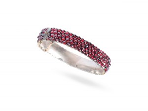 Bangle, Garnet / silver