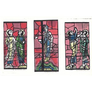 Bolesław GASIŃSKI (b. 1935), Stained glass design - three works on one sheet