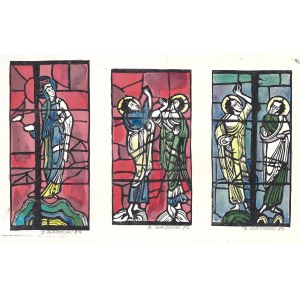 Bolesław GASIŃSKI (b. 1935), Stained glass design - three works on one sheet