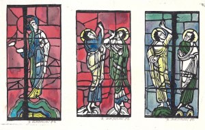 Bolesław GASIŃSKI (ur. 1935), Projekt witrażu - trzy prace na jednym arkuszu