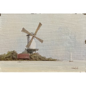 HOLUB (20th century), Landscape with windmill