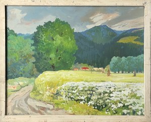 Edward WROCZYŃSKI (XX wiek), Pejzaż z okolic Jeleśni, 1975