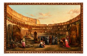 WILHELM KANDLER (CZECH / BOHEMIAN 1816 - 1896) - Procession in the Roman Colosseum (large format)