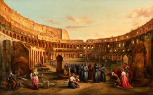 WILHELM KANDLER (CZECH / BOHEMIAN 1816 - 1896) - Procession in the Roman Colosseum (large format)