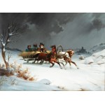 JOSEF MATHAUSER (CZECHY / BOHEMIAN 1846 - 1917) - Zimowe sanki (duży format)