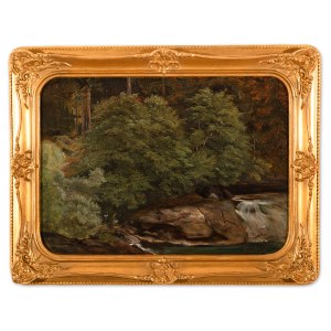 BEDŘICH HAVRÁNEK (CZECH / BOHEMIAN 1821 - 1899) - A forest stream with a waterfall