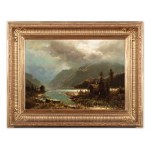 ADOLF CHWALA (CZECH / BOHEMIAN 1836 - 1900) - Fisherman's hut at Lake Brienzersee