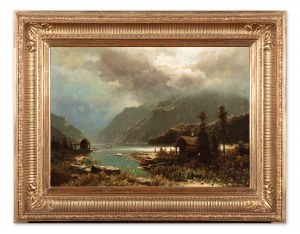 ADOLF CHWALA (CZECH / BOHEMIAN 1836 - 1900) - Fisherman's hut at Lake Brienzersee