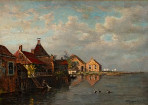 FRIEDRICH ERNST MORGENSTERN (GERMANY / GERMAN 1853 - 1919) - Summer evening in Farmsum near Delfzijl