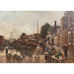 HEINRICH HERMANNS (GERMANY / GERMAN 1862 - 1942) - Dordrecht Flower Market (scale work)
