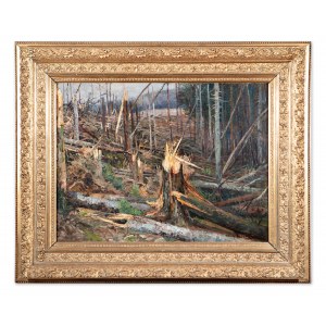 VÁCLAV BŘEZINA (CZECH / BOHEMIAN 1862 - 1906) - The tragedy of the forest on Branca about the windstorm