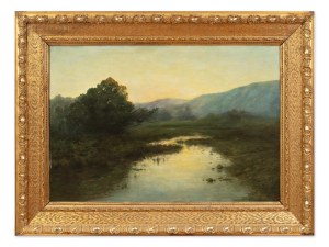JOSEF ULLMANN (CZECH / BOHEMIAN 1870 - 1922) - Landscape with flying duck