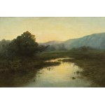JOSEF ULLMANN (CZECH / BOHEMIAN 1870 - 1922) - Landscape with flying duck