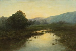 JOSEF ULLMANN (CZECH / BOHEMIAN 1870 - 1922) - Landscape with flying duck