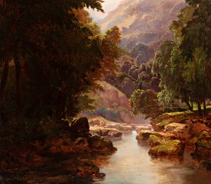 ROMAN HAVELKA (CZECH / BOHEMIAN 1877 - 1950) - Landscape with a stream (large format)