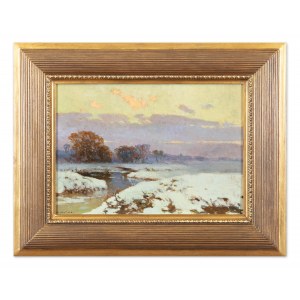 JOSEF ULLMANN (CZECH / BOHEMIAN 1870 - 1922) - Winter twilight by the river