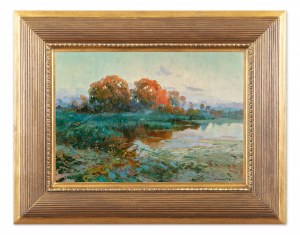 JOSEF ULLMANN (CZECH / BOHEMIAN 1870 - 1922) - Autumn by the pond