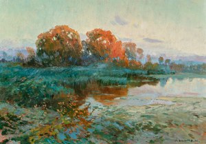 JOSEF ULLMANN (CZECH / BOHEMIAN 1870 - 1922) - Autumn by the pond