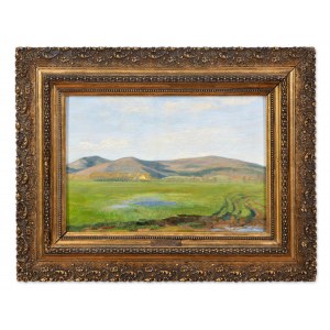 STANISLAV LOLEK (CZECH / BOHEMIAN 1873 - 1936) - Spring landscape under the mountains