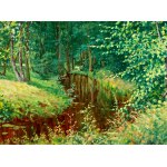 VÁCLAV BŘEZINA (CZECH / BOHEMIAN 1862 - 1906) - Summer landscape with a stream
