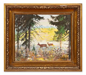 STANISLAV LOLEK (CZECH / BOHEMIAN 1873 - 1936) - A doe with a doe