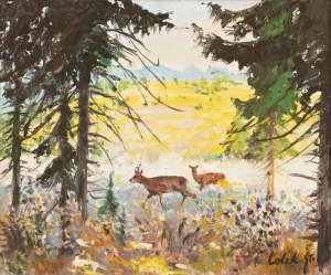STANISLAV LOLEK (CZECH / BOHEMIAN 1873 - 1936) - A doe with a doe