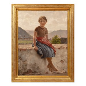 EDUARD KASPARIDES (AUSTRIA / AUSTRIAN 1858 - 1926) - Siedząca dziewczyna