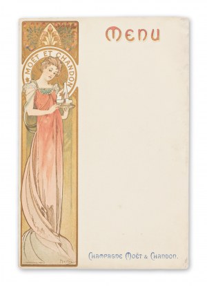 ALFONS MUCHA (CZECH / BOHEMIAN 1860 - 1939) - Champagne Moët & Chandon menu