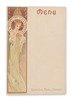 ALFONS MUCHA (CZECH / BOHEMIAN 1860 - 1939) - Champagne Moët & Chandon menu
