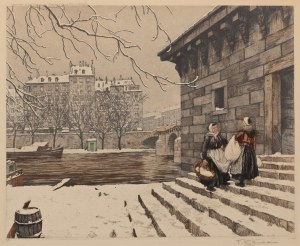 TAVÍK FRANTIŠEK ŠIMON (CZECH / BOHEMIAN 1877 - 1942) - By the Seine in winter