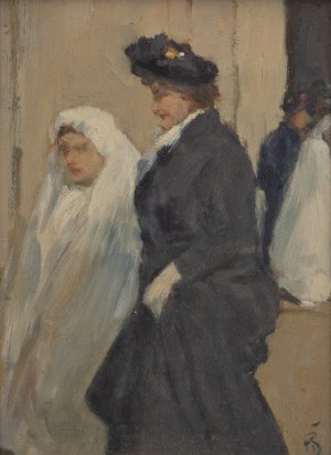 TAVÍK FRANTIŠEK ŠIMON (CZECH / BOHEMIAN 1877 - 1942) - A young communicator with a lady