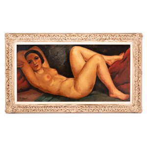 FRANTIŠEK ZDENĚK EBERL (Tscheche / Böhme 1887 - 1962) - Akt auf einem roten Kissen