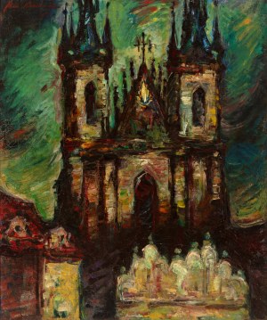 JAN BAUCH (CZECH / BOHEMIAN 1898 - 1995) - Týn Church in Prague