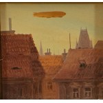LADISLAV PELC (CZECH / BOHEMIAN 1951*) - Early summer evening and Count Zeppelin over Prague
