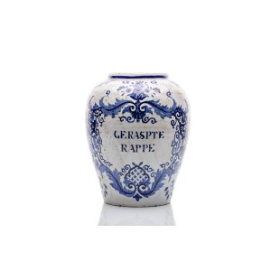 GERASPTE RAPPE APOTHECARY JAR | DELFT (NETHERLANDS / DUTCH 18TH CENTURY)