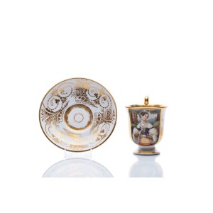 CUP WITH SAUCER | LOKET CASTLE (CZECH / BOHEMIAN DATED 1832)
